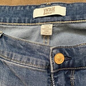 Plus Size Vintage America Blue Denim Ankle Jeans